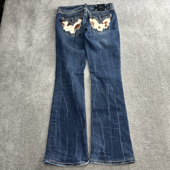 Miss Me Jeans Women's 28" Blue Boot Cut Cow Print Western Preppy Y2K Skater 2000 - Picture 2 of 9